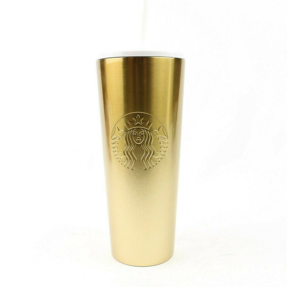 Starbucks Glitter Gradient Gold Metal Tumbler Cup
